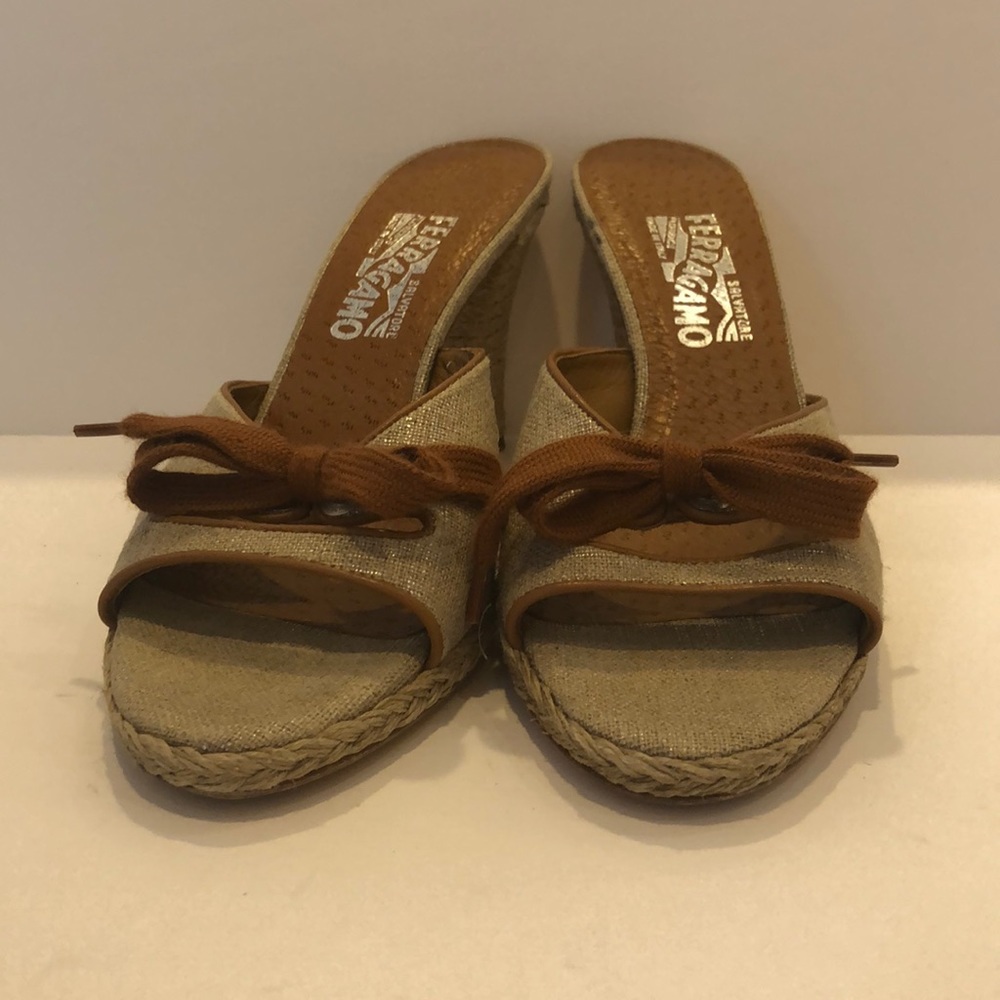 Ferragamo Casual Heels, Beige, Size 10 B